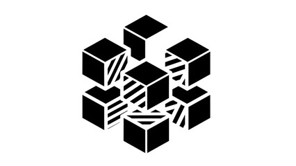 Fototapeta premium Abstract geometric composition featuring black and white 3D cube structures with layered and