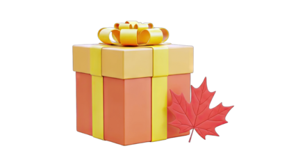 Gift Box with Maple Leaf - Autumn Celebration