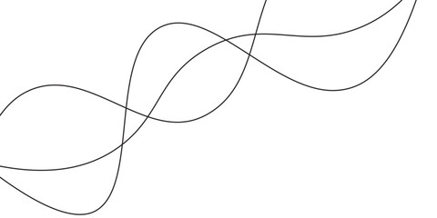 Curve wave seamless pattern. Abstract black lines wave curve motion on white background. Wave line and wavy zigzag lines. Curvy thread, string or yarn lines. Vector Illustration.EPS.10