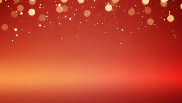 Minimal Christmas Background with Red Gradient and Golden Bokeh Lights