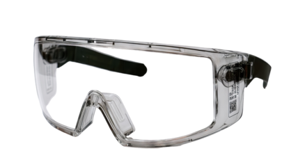 Scratch resistant welding safety glasses with side shields isolated in high resolution png style, clean transparent background feel and crisp cutout ideal for industrial ppe branding.