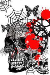 abstract The spiderweb skull and the gears of death.