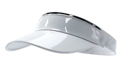 Stylish white sports visor for outdoor activities and sun protection isolated in high resolution png style with clean transparent background feel, crisp cutout ideal for fitness branding.