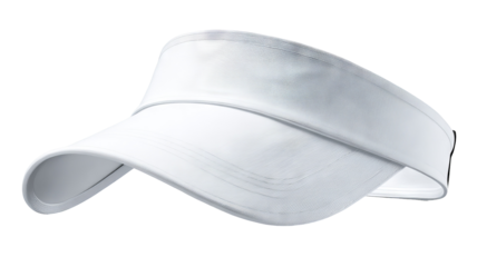 Stylish white sports visor for outdoor activities and sun protection isolated in high resolution png style with clean transparent background feel, crisp cutout ideal for fitness branding.