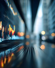 Urban financial district insights from market analysis on digital displays in modern settings