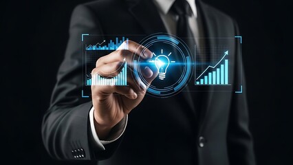 Businessman analyzing data with innovative digital interface