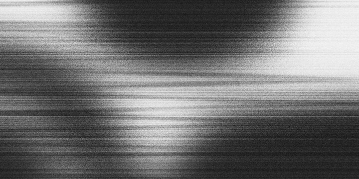 Black and white broken TV grain texture abstract background with horizontal lines distortion effect. Suitable for retro, grunge and glitch backgrounds.
