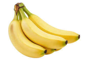 Bunch of ripe yellow bananas isolated PNG on transparent background, tropical fruit for healthy eating and smoothie ingredient © Matej