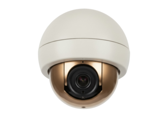Dome security camera PNG isolated on transparent background, surveillance system for safety and protection, modern technology for home security