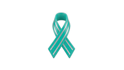 Teal Awareness Ribbon on White Background