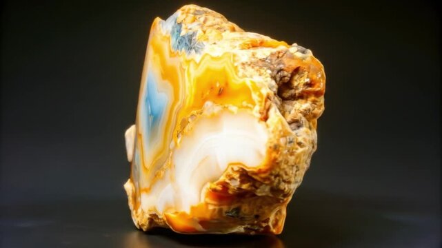Close up of a detailed agate stone with vibrant colors and textures
