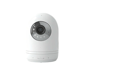 Fototapeta premium White, rounded smart camera device on a black backdrop