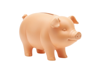 Peach-colored piggy bank PNG isolated on transparent background, savings and financial planning concept for money management