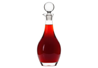 Elegant red wine decanter isolated PNG, crystal carafe with stopper on transparent background for beverage service and barware