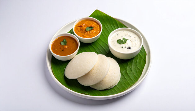 Idli on White Background