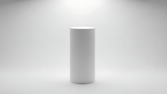 Minimalist white cylinder on plain background