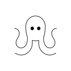Cute Black and White Octopus Drawing with Eight Tentacles and Big Eyes