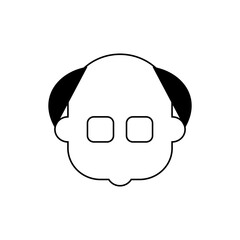 Cute Cartoon Baby Wearing Oversized Black Headphones, Black and White Illustration