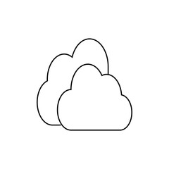 Simple Black and White Outline of Two Overlapping Clouds