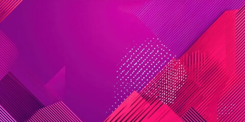 Vibrant Abstract Background with Geometric Shapes in Purple and Pink Colors with Line Patterns and Gradient Effect