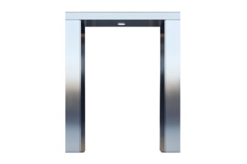 Sleek modern security gate with stainless steel frame