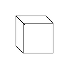 Minimalist Black and White Cube Illustration, Geometric Shape, 3D Box Design