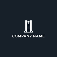 Simple White Logo on Black Background.