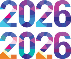 Colorful 2026 New year Typography, New year concept.
