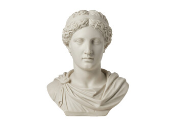 Fototapeta premium Antique bust of Artemis isolated PNG, Greek goddess sculpture on transparent background, classical art for design and educational use