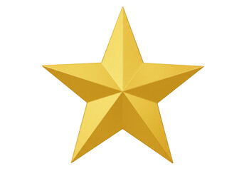 Golden star PNG isolated on transparent background, shiny award symbol for graphic design and festive decoration