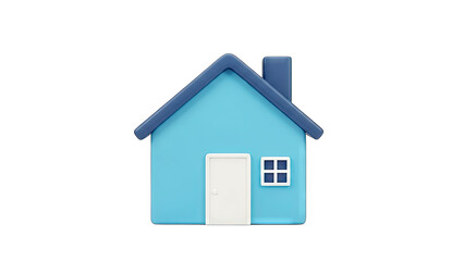 3D Rendered Blue House on White Background