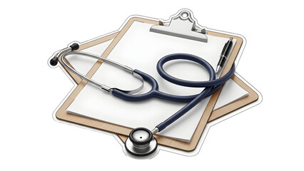 Medical clipboard with stethoscope and pen