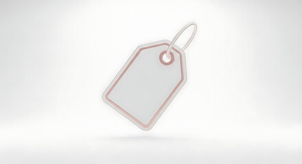 Blank white price tag label with red outline floating on clean white background for shopping discount or sale concept