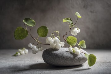 Elegant Arrangement Of White Berries On Stone