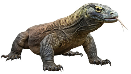 Obraz premium Close-up of a komodo dragon on white background