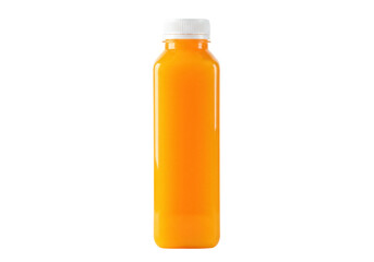 Bright orange juice in a plastic bottle isolated PNG, healthy drink for breakfast and refreshment on transparent background