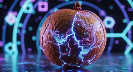 Cybernetic Pumpkin: A futuristic vision merging nature and technology for Halloween