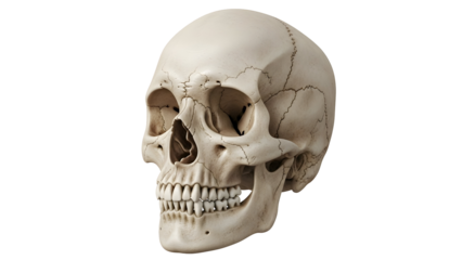 Realistic 3d render of human skull with cranial fractures