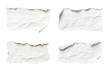 A torn, irregular white paper strip with soft textures.