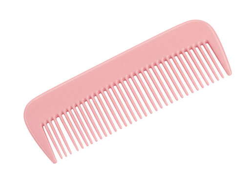 Pink plastic comb isolated PNG on transparent background, hair care tool for styling and grooming, personal hygiene accessory