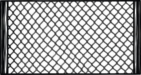 Fototapeta premium Chain link fence background illustration, metal wire mesh pattern texture, security barrier silhouette, industrial grid design for construction safety use