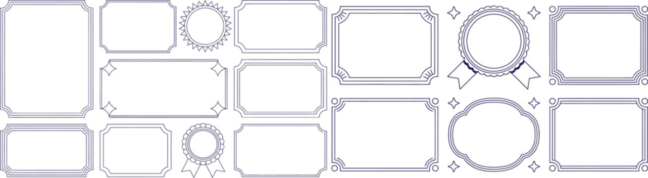 Naklejki vintage frame collection with elegant decorative borders for luxury branding certificates and formal print layouts, vector illustration