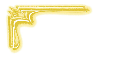 Hand Drawn Yellow Corner Brush Stroke Decorative Element on Transparent Background