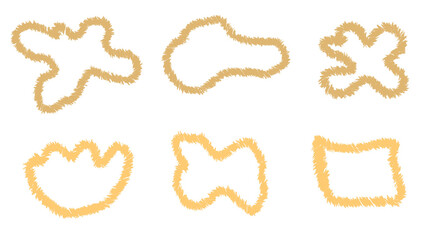 Hand Drawn Yellow Abstract Shape Set Doodle Elements on Transparent Background