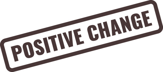 Dark brown rectangular stamp with white border and text POSITIVECHANGE in dark brown