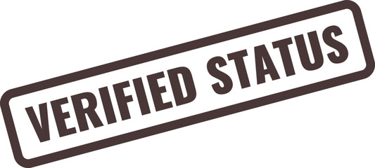 Verified Status Stamp with Dark Brown Border and Text on White Background Keywords: verified