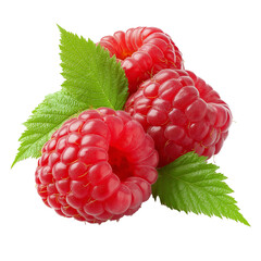 red raspberry with leaves fresh fruit png transparent background material