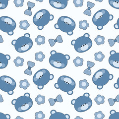 seamless pattern with teddy bears cute cartoon fabric design