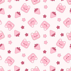 seamless pattern with teddy bears cute cartoon fabric design