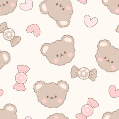 seamless pattern with teddy bears cute cartoon fabric design